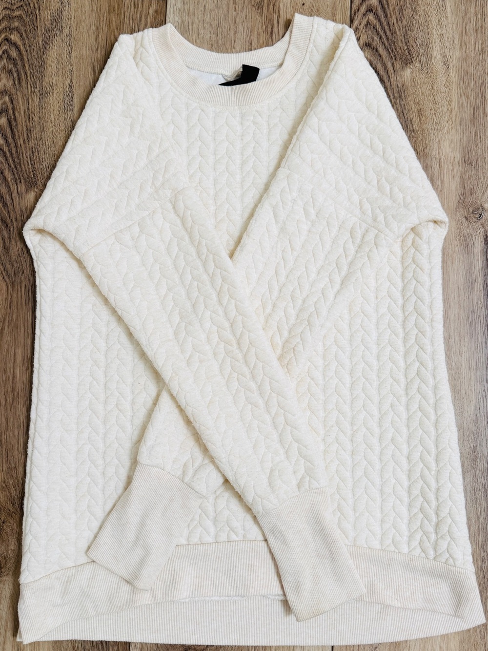 Mondetta Cream Cable Knit Crewneck Sweater